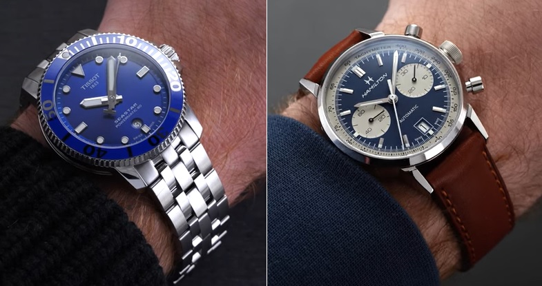 Modrý ciferník hodinek se hodí i pro formální příležitosti